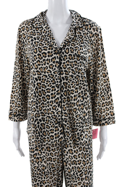 Kate Spade Women's Two Piece Short Sleeves Animal Print Pajama Set Size L