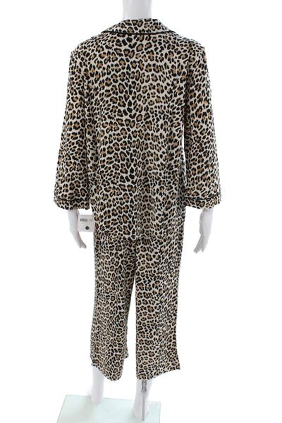 Kate Spade Women's Two Piece Short Sleeves Animal Print Pajama Set Size L