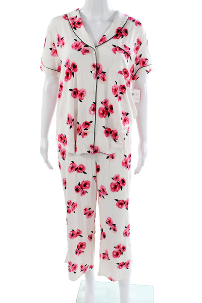 Kate Spade Women's Button Down Floral Two Piece Pajama Set Size XL