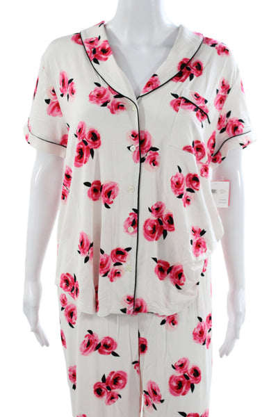 Kate Spade Women's Button Down Floral Two Piece Pajama Set Size XL