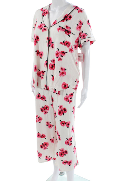 Kate Spade Women's Button Down Floral Two Piece Pajama Set Size XL