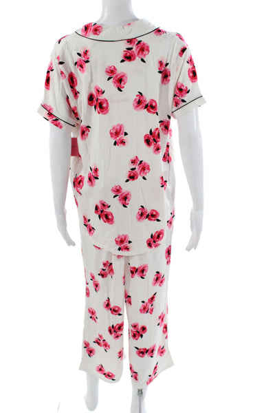 Kate Spade Women's Button Down Floral Two Piece Pajama Set Size XL