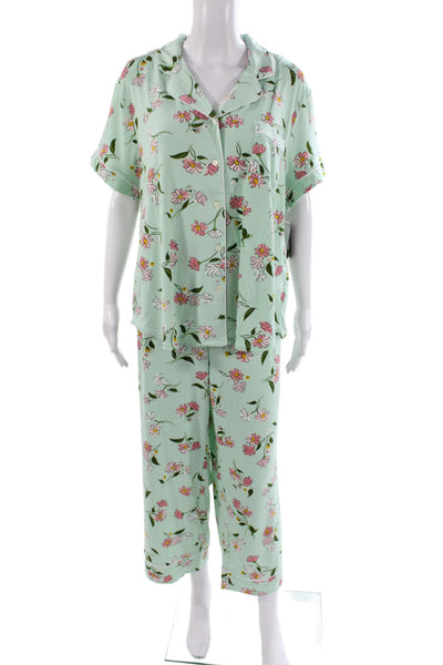 Kate Spade Women's Short Sleeves Two Piece Floral Pajama Set Size 1X