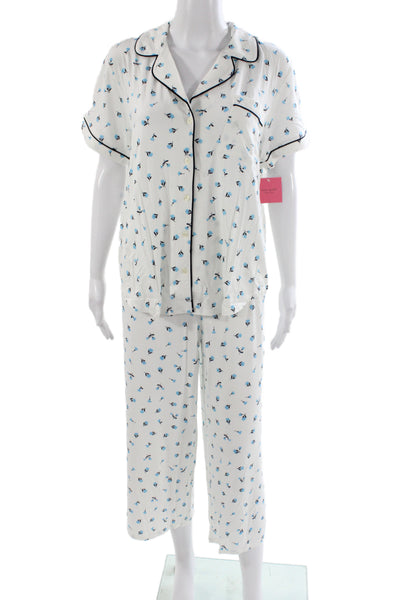 Kate Spade Women's Short Sleeves Two Piece Floral Pajama Set Size L