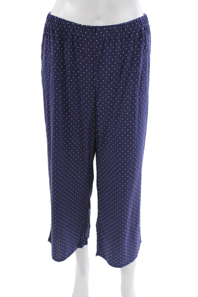 Kate Spade Women's Button Down Two Piece Pajama Set Blue Polka Dot Size L