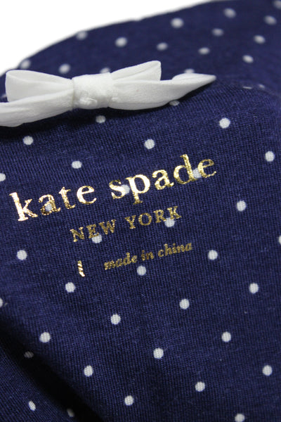 Kate Spade Women's Button Down Two Piece Pajama Set Blue Polka Dot Size L