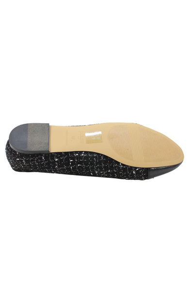 J Crew Women's Tweed Bow Embellished Ballet Flat Shoes Black Size 10