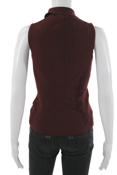 Madewell Womens Collared Sleeveless Button-Up Sweater Red Viscose Size S