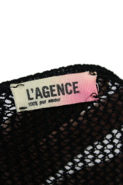 L'Agence Womens Pullover Scoop Neck Long Sleeve Black Silk Size L
