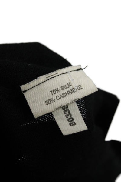 L'Agence Womens Pullover Scoop Neck Long Sleeve Black Silk Size L