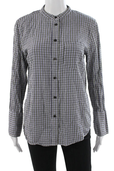 J Crew Womens Black Checked Cotton Collared Button Up Long Sleeve Top Size S