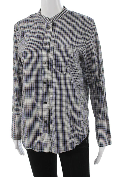 J Crew Womens Black Checked Cotton Collared Button Up Long Sleeve Top Size S
