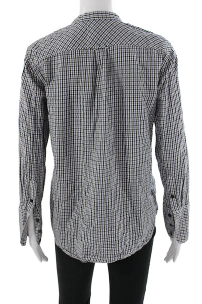 J Crew Womens Black Checked Cotton Collared Button Up Long Sleeve Top Size S
