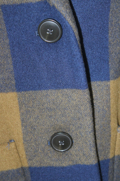 Madewell Womens Blue Plaid Wool Overcoat Button Long Sleeve Size S