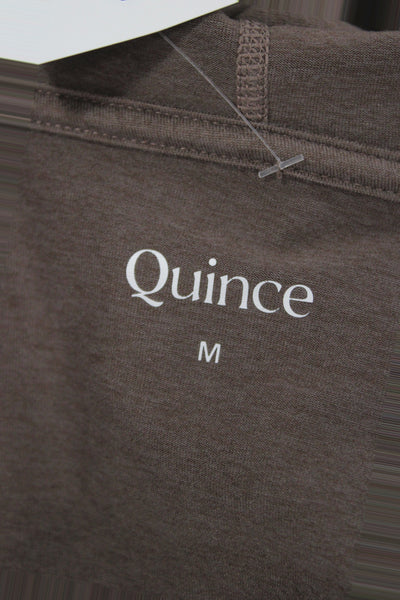 Quince Women Brown Full Zip Hoodie High Neck Long Sleeve Size M