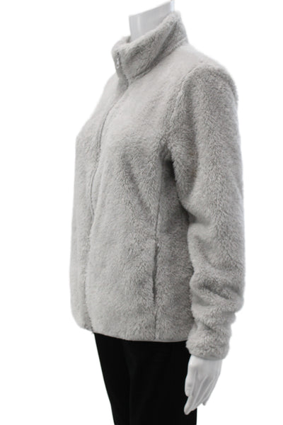Uniqlo Women Basic Jacket Gray Polyester Zip Long Sleeve Casual Size L