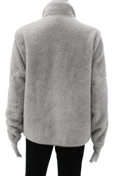 Uniqlo Women Basic Jacket Gray Polyester Zip Long Sleeve Casual Size L