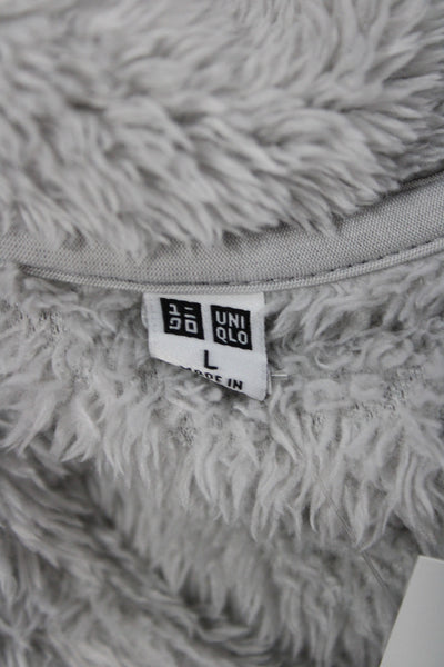Uniqlo Women Basic Jacket Gray Polyester Zip Long Sleeve Casual Size L