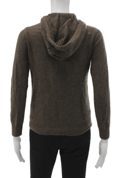 Quince Women Hooded Full Zip 100% Cashmere Sweater Brown Size M