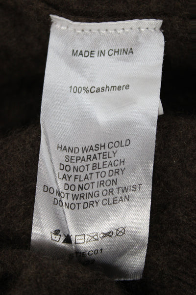 Quince Women Hooded Full Zip 100% Cashmere Sweater Brown Size M