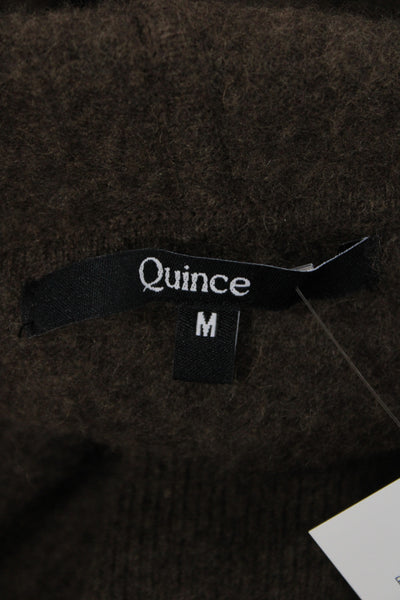 Quince Women Hooded Full Zip 100% Cashmere Sweater Brown Size M