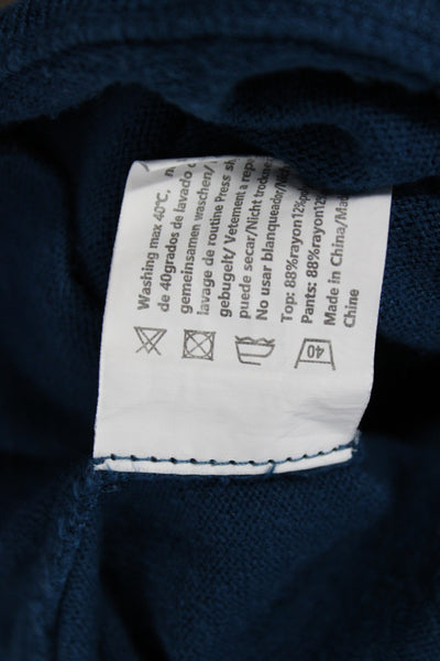 Ekouaer Women Lounge Pants Blue Rayon Casual Size L