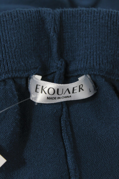 Ekouaer Women Lounge Pants Blue Rayon Casual Size L