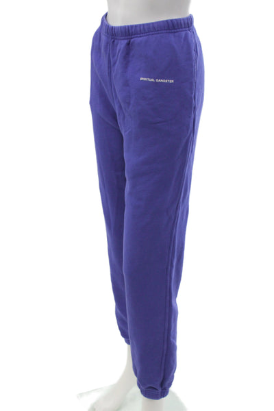 Spiritual Gangster Women Jogger Pants Purple Cotton Athleisure Size M