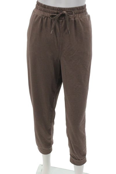 Quince Women Jogger Pants Brown Drawstring Recycled Polyester Size L
