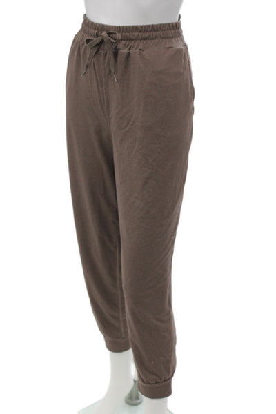 Quince Women Jogger Pants Brown Drawstring Recycled Polyester Size L