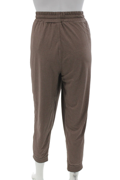 Quince Women Jogger Pants Brown Drawstring Recycled Polyester Size L
