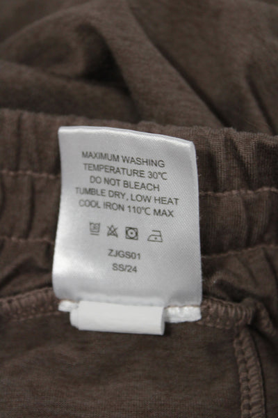 Quince Women Jogger Pants Brown Drawstring Recycled Polyester Size L