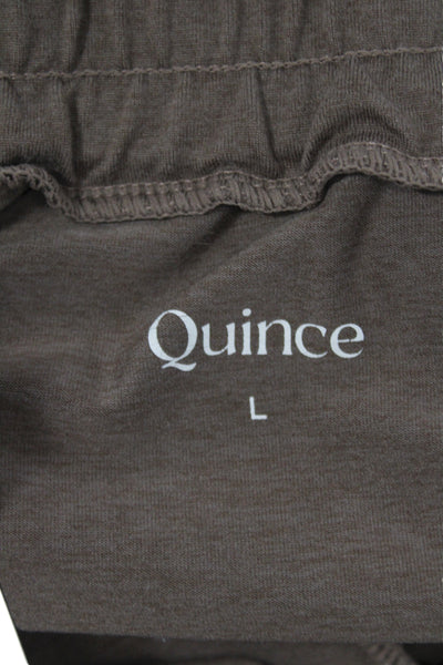 Quince Women Jogger Pants Brown Drawstring Recycled Polyester Size L
