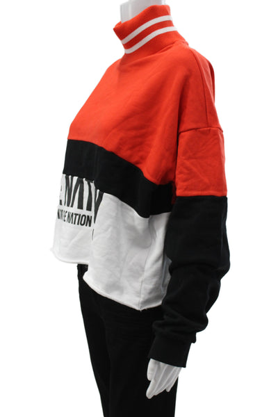PE Nation Womens Orange Turtleneck Colorblock Pullover Cotton Long Sleeve Size S