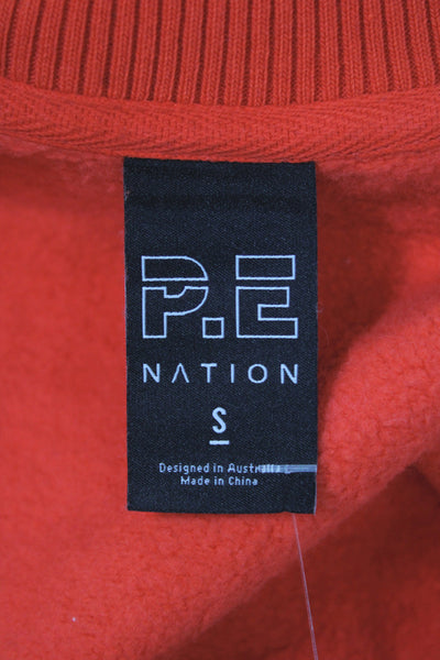 PE Nation Womens Orange Turtleneck Colorblock Pullover Cotton Long Sleeve Size S