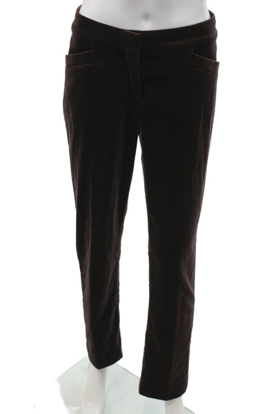 Loro Piana Women Dress Pants Brown Cotton Button Classic Size 42
