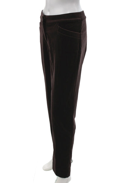 Loro Piana Women Dress Pants Brown Cotton Button Classic Size 42