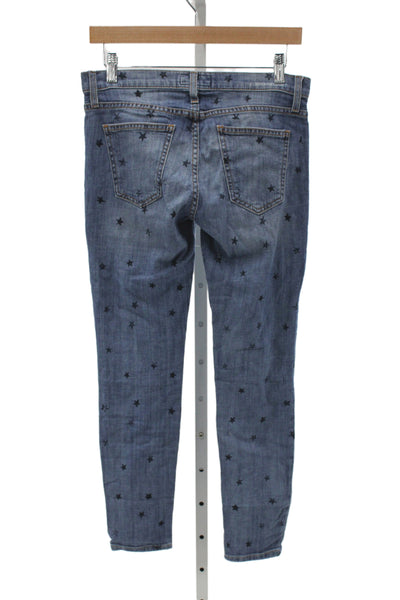 Current/Elliott Women Skinny Jeans Blue Low Rise Geometric Cotton Blend Size 26