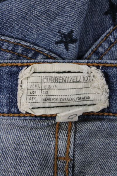 Current/Elliott Women Skinny Jeans Blue Low Rise Geometric Cotton Blend Size 26