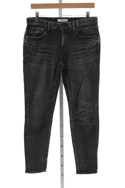Moussy Womens Skinny Distressed Black Mid Rise Jeans Inseam 27 Size 28