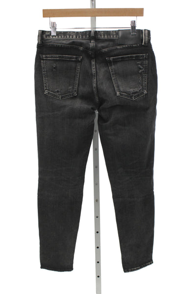 Moussy Womens Skinny Distressed Black Mid Rise Jeans Inseam 27 Size 28