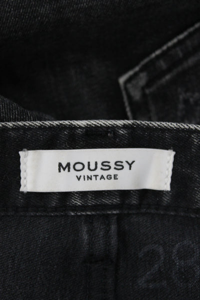 Moussy Womens Skinny Distressed Black Mid Rise Jeans Inseam 27 Size 28
