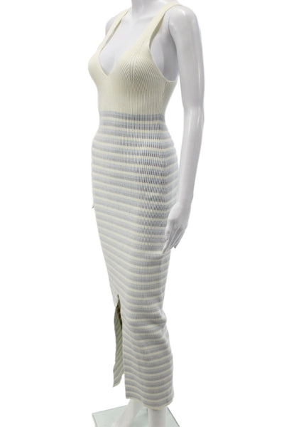 Opening Ceremony Women Gray Striped Bodycon Full Length Dress Size M