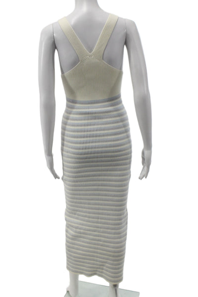 Opening Ceremony Women Gray Striped Bodycon Full Length Dress Size M