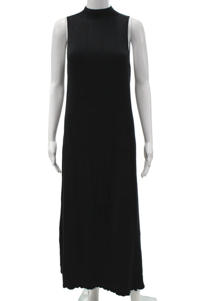 Tibi Womens Maxi Dress Black Mock Neck Sleeveless Full Length Cotton Size M