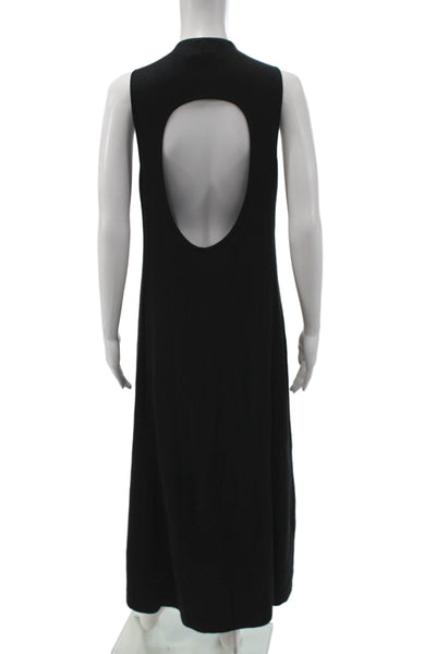 Tibi Womens Maxi Dress Black Mock Neck Sleeveless Full Length Cotton Size M