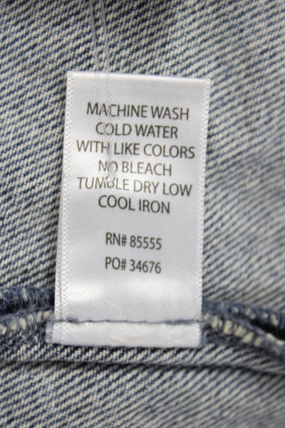 Pistola Women Shirt Dress Blue Cotton Long Sleeve Collared Button Solid Size S