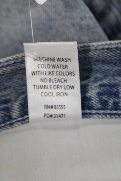 Pistola Womens Straight Pencil Skirt Blue Cotton Long Button Size 27