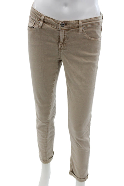 Adriano Goldschmied Womens Ankle Jeans Beige Cotton Button Solid Size 28