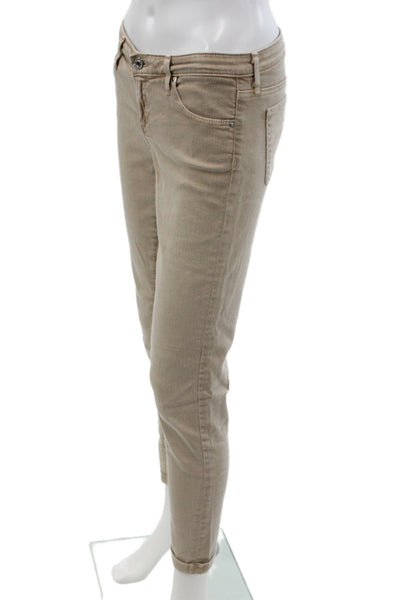 Adriano Goldschmied Womens Ankle Jeans Beige Cotton Button Solid Size 28